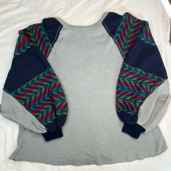 We The Free Gray Oversized Thermal Rainbow Dreams Knit Top Women’s Size Small - Picture 5 of 10